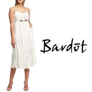Bardot Revolve Ibiza Cutout Midi Dress In White Solid - Size US 4